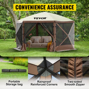 Bild in Galerie-Viewer laden, Amocart Pop-up Camping Gazebo Camping Canopy Shelter 6 Sided 12' x 12' / 10' x 10' Sun Shade Tents & Canopies Camping & Hiking