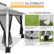 Load image into Gallery viewer, 12x12ft Pop Up Gazebo Canopy Tent Easy Set Up Outdoor Portable Pavilion Sunshade Shelter With Mosquito Nettings & Sidewalls Double Vented Roof And Carry Bag For Patio Garden Lawn 3 Height Adjustable
