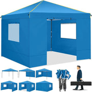 Load image into Gallery viewer, 10x10ft Pop Up Canopy Gazebo Tent Awning With Mesh Window 4 Sidewall Carry Bag 4 Stakes Ropes For Party Event Garden Courtyard
