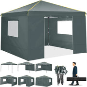 Load image into Gallery viewer, 10x10ft Pop Up Canopy Gazebo Tent Awning With Mesh Window 4 Sidewall Carry Bag 4 Stakes Ropes For Party Event Garden Courtyard