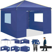 Load image into Gallery viewer, 10x10ft Pop Up Canopy Gazebo Tent Awning With Mesh Window 4 Sidewall Carry Bag 4 Stakes Ropes For Party Event Garden Courtyard