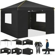 Load image into Gallery viewer, 10x10ft Pop Up Canopy Gazebo Tent Awning With Mesh Window 4 Sidewall Carry Bag 4 Stakes Ropes For Party Event Garden Courtyard