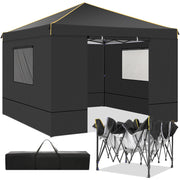 Load image into Gallery viewer, 10x10ft Pop Up Canopy Gazebo Tent Awning With Mesh Window 4 Sidewall Carry Bag 4 Stakes Ropes For Party Event Garden Courtyard
