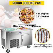 Charger l'image dans la visionneuse de galerie, Amocart Commercial Fried Ice Cream Roll Machine w/ 6 Buckets Single Square Pan Stainless Steel Home Ice Cream Porridge Maker