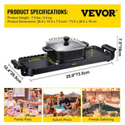 Charger l'image dans la visionneuse de galerie, Amocart 2in1 Electric BBQ Pan Grill Hot Pot Multifunction Home Portable Smokeless Nonstick Detachable Hot Pot Barbecue Plate