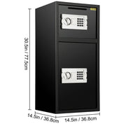 Charger l'image dans la visionneuse de galerie, Amocart 33" Double Door Safe Deposit Box Secret Hidden Piggy Bank Steel Separate Storage Space Electronic Lock for Office Home