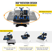 Load image into Gallery viewer, Amocart 5/8in1 15x15"/12x15"Dual-tube Heating Insulation Cotton Heat Press Sublimation Machine 360°Swing Design for Tshirts Etc