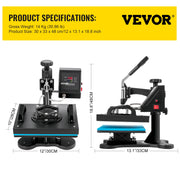 Charger l'image dans la visionneuse de galerie, Amocart 12x10Inch Dual Digital Heat Press Machine 650W Swing Away 360 Degree Rotation Transfer Sublimation Printing for T-Shirt
