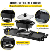 Charger l'image dans la visionneuse de galerie, Amocart 2in1 Electric BBQ Pan Grill Hot Pot Multifunction Home Portable Smokeless Nonstick Detachable Hot Pot Barbecue Plate