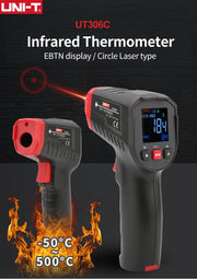 Charger l'image dans la visionneuse de galerie, UNI-T Infrared Thermometer UT306S UT306C Non-contact Industrial Laser Digital Temperature Meter Temperature Gun Tester -50-500