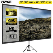 Load image into Gallery viewer, Amocart 60 70 80 90 100 110 in Tripod Projector Screen W/ Stand 16:9 4K HD Portable Home Cinema for Indoor & Outdoor Projection