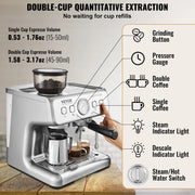 Charger l'image dans la visionneuse de galerie, Amocart Espresso Machine with Grinder 15 Bar Semi-Automatic Espresso Coffee Maker with Milk Frother Steam Wand