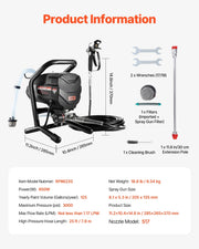Charger l'image dans la visionneuse de galerie, Amocart Stand Airless Paint Sprayer, 650W High Efficiency Airless Sprayer, 3000PSI Electric Paint Sprayer Machine Extension Rod