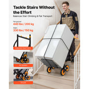 Charger l'image dans la visionneuse de galerie, Amocart 440/770 lbs Folding Hand Truck Dolly with 6 Wheels & 2 Elastic Ropes Stair Climbing Cart for Shopping Moving Warehouse