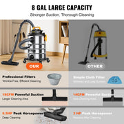 Charger l'image dans la visionneuse de galerie, Amocart Stainless Steel Wet Dry Shop Vacuum Wet Dry Vac Powerful Suction Small Shop Vac Perfect for Carpet Debris Pet Hair