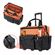 Bild in Galerie-Viewer laden, Amocart 110 lbs Rolling Tool Bag 27 Pockets Roller Tool Bag on Wheels with Adjustable Telescoping Handle for Construction Tools