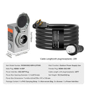 Bild in Galerie-Viewer laden, Amocart 50Amp Generator Cord & Power Inlet Box Kit NEMA 14-50P/SS2-50R STW 6/3+8/1 AWG Power Cord with Lock Connector for RV