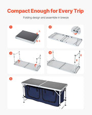 Bild in Galerie-Viewer laden, Amocart Camping Kitchen Table Folding Outdoor Cooking Table Aluminum Lightweight Portable Cook Station Foldable Camp Table
