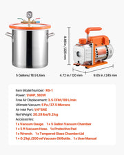 Charger l'image dans la visionneuse de galerie, Amocart 3 Gallon / 5 Gallon Vacuum Chamber with 3.5 CFM Single Stage Vacuum Pump for Stabilizing Wood Degassing Silicone Resin