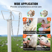 Charger l'image dans la visionneuse de galerie, SucceBuy Goat Sheep Stand 51x23in Livestock Stand Metal Livestock Milking and Shearing Stand 21" to 33" Adjustable Height White