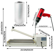 Bild in Galerie-Viewer laden, Amocart 12/18/24in Shrink Wrap Sealer Laminating Machine W/ Heat Gun 1800W Film Available Roll For PVC POF Film Books Toys Food