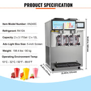 Charger l'image dans la visionneuse de galerie, Amocart Commercial Slushy Machine 12L Singal or Double Tanks Cool and Freeze Modes, Stainless Steel Margarita Smoothie Frozen Drink Maker Slushie Machine for Party Cafes Restaurants Bars Home