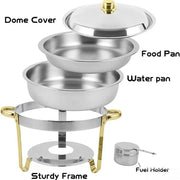Charger l'image dans la visionneuse de galerie, Amocart 4 Pack Chafing Dish Buffet Set Stainless Steel Chafer w/4 Full Size Pan Round Catering Warmer Server for Party Banquets