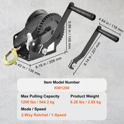 Charger l'image dans la visionneuse de galerie, Amocart Hand Winch Boat Trailer Winch Heavy Duty Rope Crank Polyester Strap & Two-Way Ratchet Manual Operated Hand Crank Winch