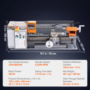 Charger l'image dans la visionneuse de galerie, Amocart Metal Lathe Machine 7'' X 13.78'' 0-2200 RPM Continuously Variable Speed 500W & Tool Box for Processing Precision Parts