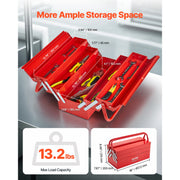 Charger l'image dans la visionneuse de galerie, Amocart 18in Metal Tool Box 3-Tier 5-Tray Portable Folding Tool Chest Organizer with Handle Toolbox for Warehouse Repair Shop
