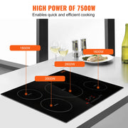 Bild in Galerie-Viewer laden, Amocart 4 Burners 30'' Electric Cooktop Induction Stove Top Built-in Magnetic Cooktop with 9 Heating Level Touch Screen Burner