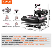 Load image into Gallery viewer, Amocart Heat Press Machine Heat Transfer Machine with 30 oz Tumbler Press 360° Swing Away Digital T-Shirt Pressing Coating