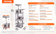 Bild in Galerie-Viewer laden, Amocart Cat Tree for Indoor Cats Cat Tower with Cat Condo Sisal Scratching Post HammockTop Perch Jumping Platforms Dark Grey