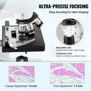 Bild in Galerie-Viewer laden, Amocart Compound Trinocular Microscope 40X-2500/40X-5000X Magnification Lab Microscope w/ LED Illumination & External Interface
