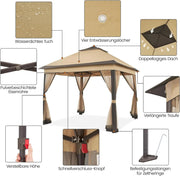 Load image into Gallery viewer, Gazebo 3.3x3.3m Waterproof Stable Pop Up Folding Gazebo, Adjustable Garden Gazebo with 4 Mosquito Net Side Panels & Double Roof