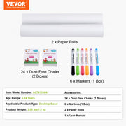 Load image into Gallery viewer, Amocart 32PCS Kids Drawing Board Painting Accessories with Chalks Dry-Erase Markers & Paper Kit for Desktop/Standing Art Easel
