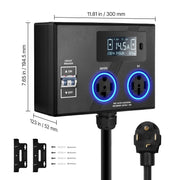 Bild in Galerie-Viewer laden, Amocart Smart Power Distribution for Dryer and EV, 3-Color LED Indicator, With NEMA 14-30 Plug, NEMA 14-30 & NEMA 14-50 Outlets