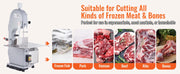 Bild in Galerie-Viewer laden, Amocart Commercial Electric Meat Bandsaw Stainless Steel Countertop Bone Sawing Machine 0.16-7.9 Inch Cutting Thickness Frozen Meat Cutter with 6 Blades for Rib Pork Beef