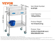 Load image into Gallery viewer, Amocart Lab Trolley 3-Layer Rolling Cart Metal Mobile Trolley 220 lbs Weight Capacity for Lab Clinic Beauty and Salon