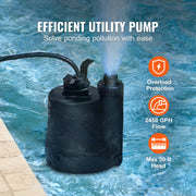 Bild in Galerie-Viewer laden, Amocart Utility Pump 1/3HP 2450GPH High Flow 30ft Head Sump Pump Submersible Water Pump 10ft Long Power Cord for Draining Water