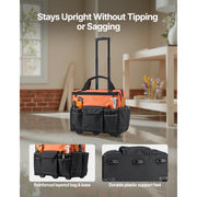 Bild in Galerie-Viewer laden, Amocart 110 lbs Rolling Tool Bag 27 Pockets Roller Tool Bag on Wheels with Adjustable Telescoping Handle for Construction Tools
