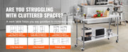 Bild in Galerie-Viewer laden, Amocart Stainless Steel Work Table Commercial Food Prep Worktable with Casters Heavy Duty Prep Worktable for Restaurant Home