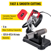 Charger l'image dans la visionneuse de galerie, SucceBuy Portable BandSaw 5Inch Cutting Capacity Cordless Variable Speed 10Amp Motor Deep Cut Bandsaw for Metal Wood Pipes Rebar