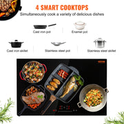 Bild in Galerie-Viewer laden, Amocart 4 Burners 30'' Electric Cooktop Induction Stove Top Built-in Magnetic Cooktop with 9 Heating Level Touch Screen Burner