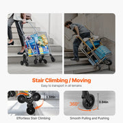 Bild in Galerie-Viewer laden, Amocart 88lbs Folding Shopping Cart Light-weight Storage Stair Climbing Utility Cart with Wheels Outdoor Travel Picnic Handcart