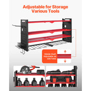 Load image into Gallery viewer, SucceBuy 4-Layer Hand Power Tool Organizer Rack Wall Mounted Pegboards Electric Drill Storage Holder for Garage Workshop