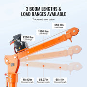Bild in Galerie-Viewer laden, Amocart 2200lbs Electric Hoist Truck Crane 360° Swivel Folding Bed Jib Crane with 6000 lbs Electric Winch for Lifting Goods