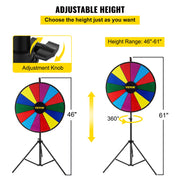 Charger l'image dans la visionneuse de galerie, Amocart 18 Inch Tabletop Color Prize Wheel w/ Folding Tripod Floor Stand 14 Slots Dry Erase for Win Fortune Spinning Stand Game