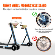 Bild in Galerie-Viewer laden, Amocart Motorcycle Stand Lift 850lbs Front Rear Combo Stand Lift Stand Front&Rear Wheel Fork Stand Heavy Duty Rear Wheel Stand