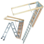 Load image into Gallery viewer, Amocart Attic Ladder Foldable 350pound 22.5" x 63" Multi-Purpose Aluminium Extension Light Fits 9.5'-12' Ceiling Heights